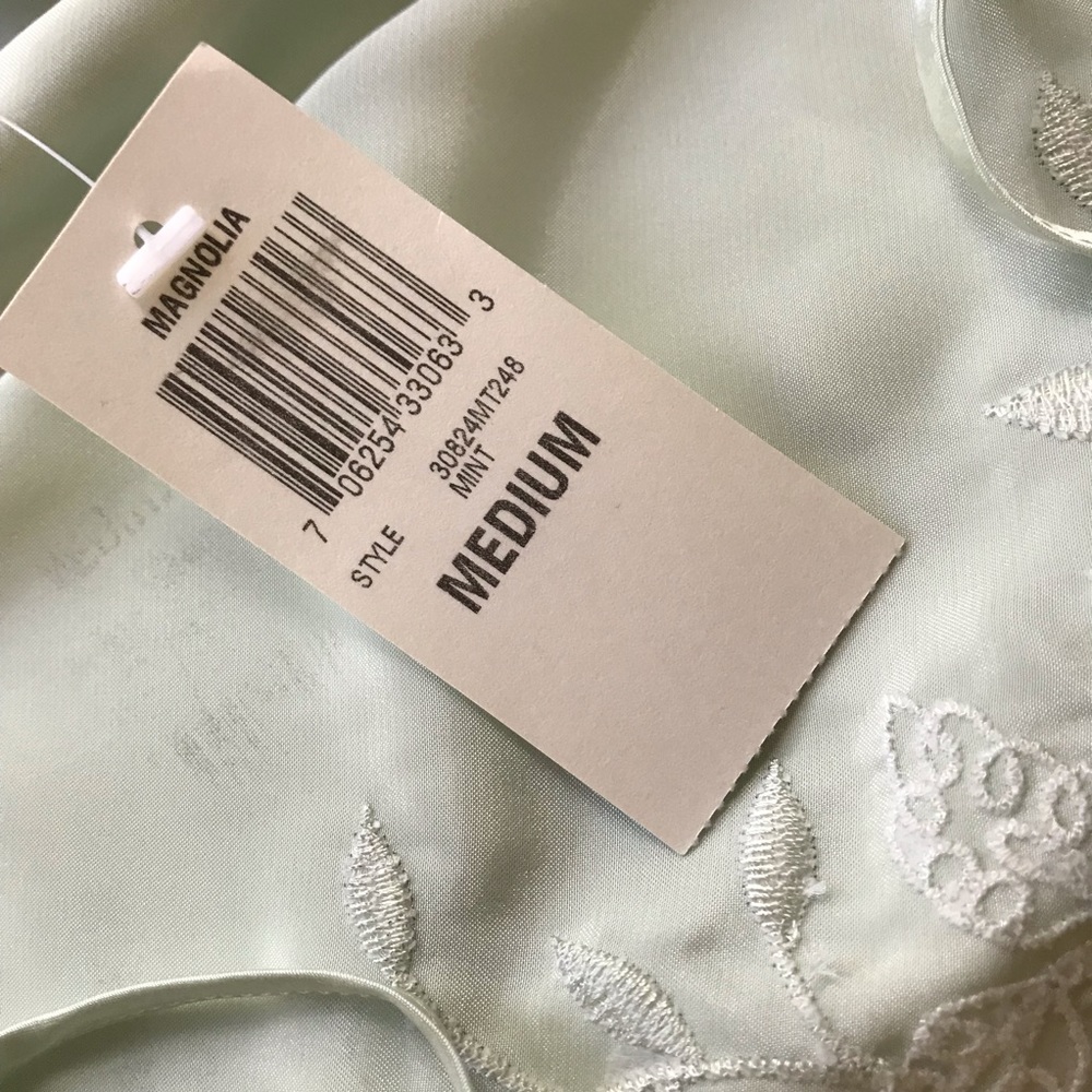 Slip Dress in Mint - Flowy like Satin - with Sheer Neckline Feature M - Picture 15 of 15